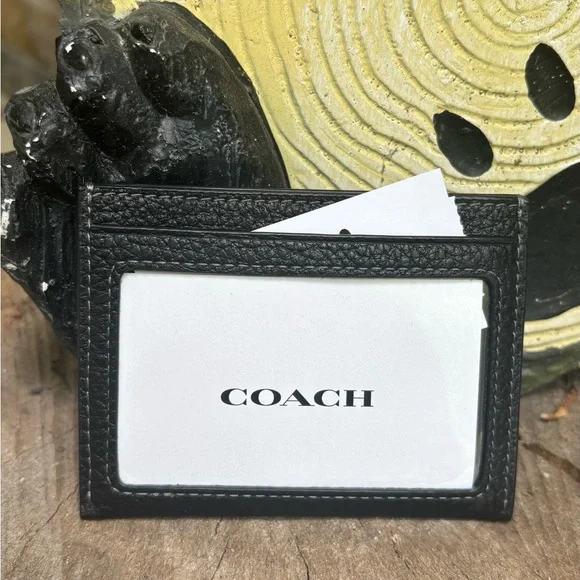 Authentic COACH Refined Pebbled Leather logo slim card case/ID - Picture 3 of 4